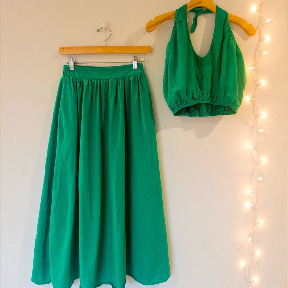 Emerald Green Skirt & Top Set